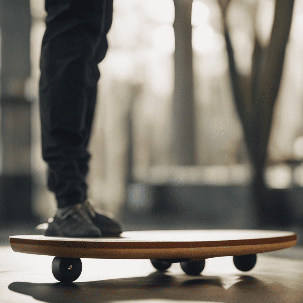 An image showcasing a person performing a one-legged stance on an unstable surface, like a wobble board, demonstrating proprioceptive exercises for body awareness and balance