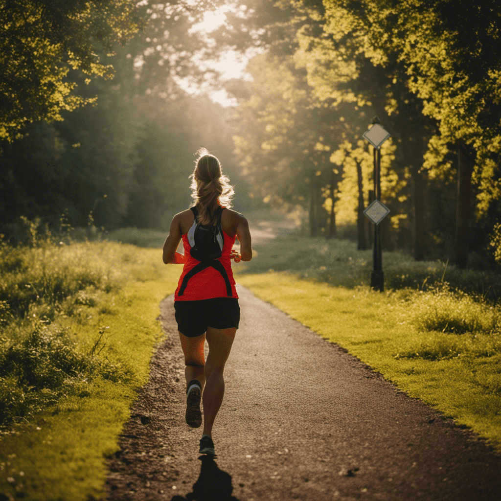 An image of a person jogging on a path towards a distant finish line, surrounded by signposts with clear milestones like 