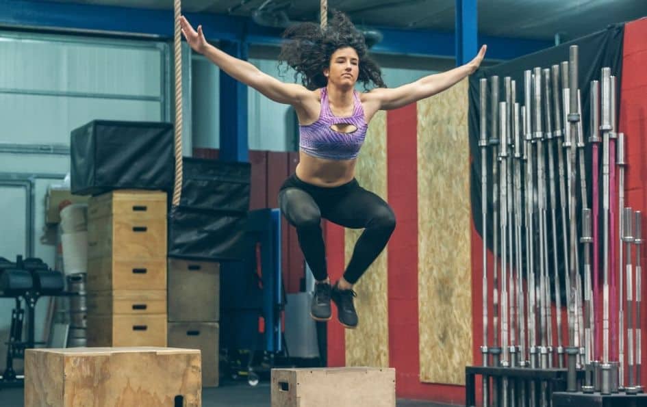 A woman is performing Tabata