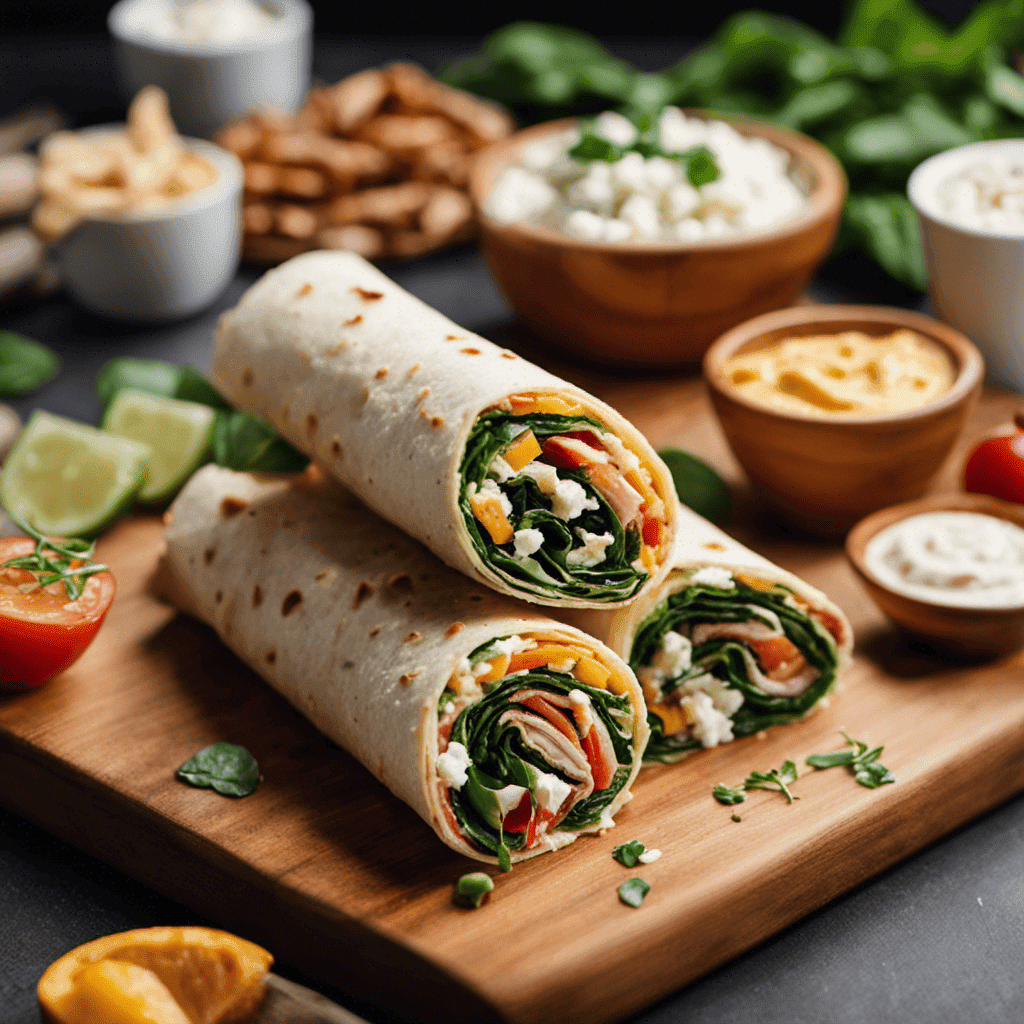 An image showcasing a variety of protein-rich wraps and roll-ups