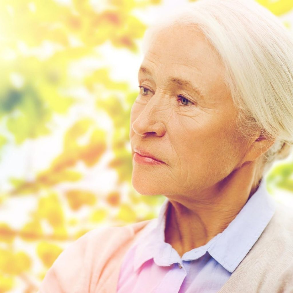 An old woman with a nice looking skin