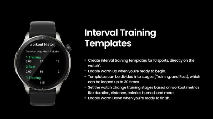 Smart Features and Connectivity - Interval training templates