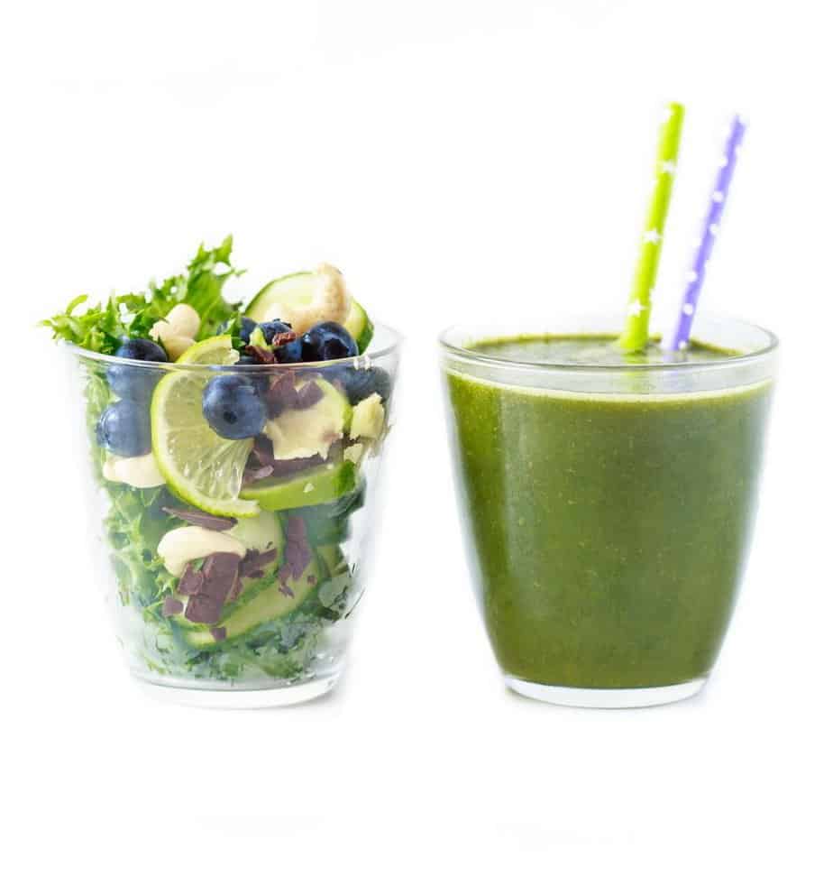 Fresh healthy smoothie. Before and after blending. - Diet Smoothies for Weight Loss