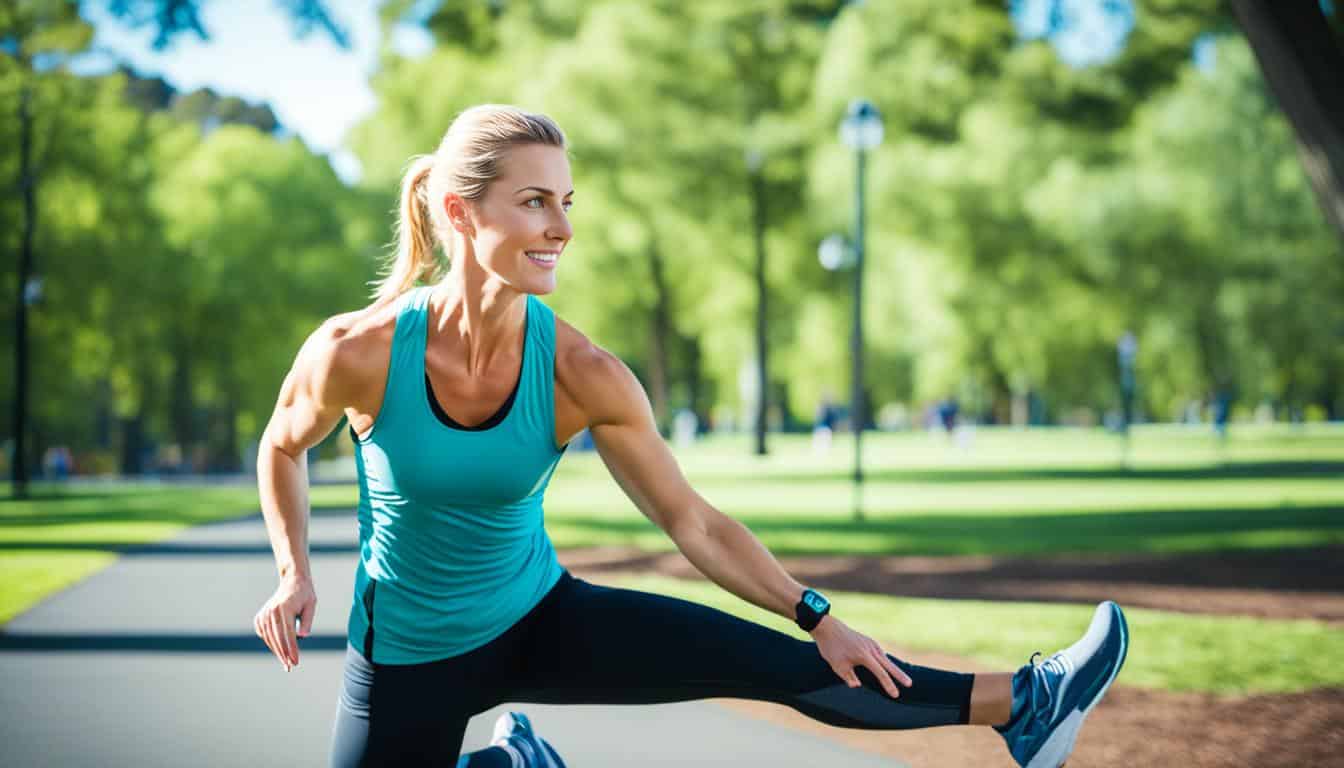 Runner performing flexibility exercises