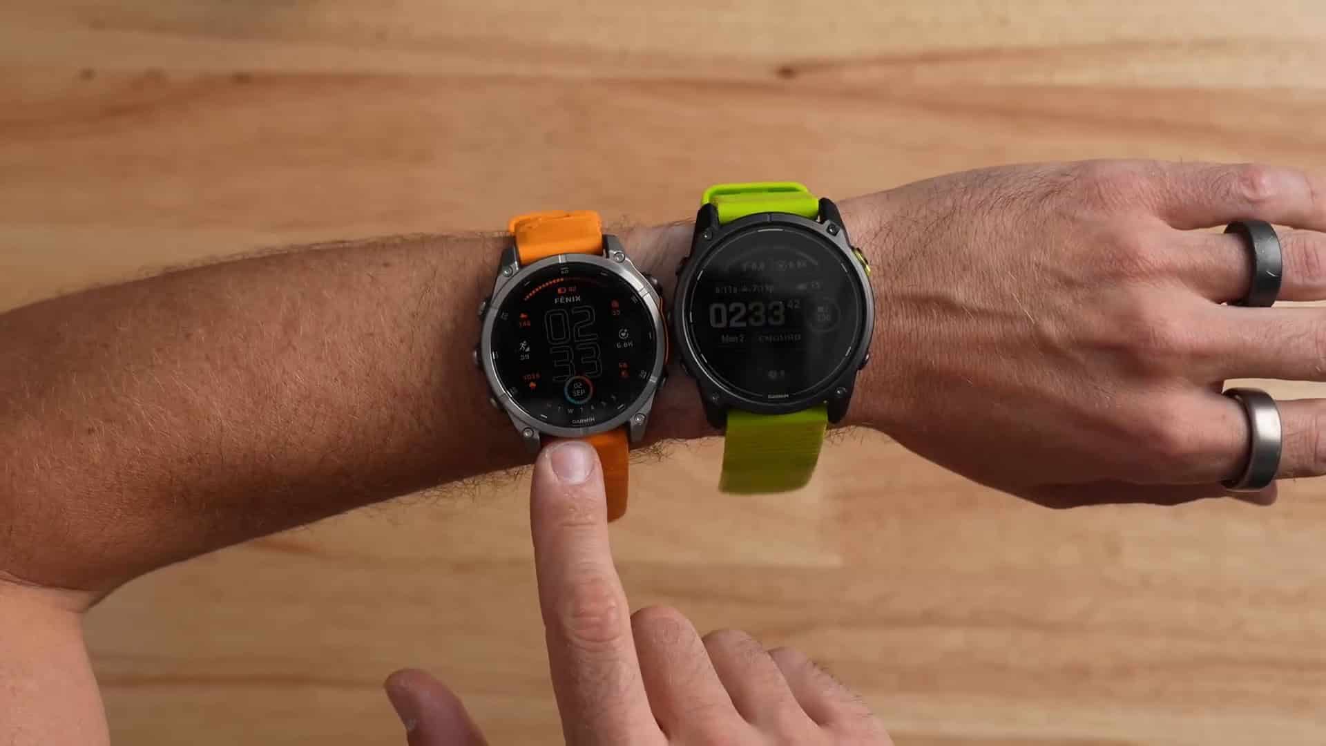 Size comparison between Fenix 8 and Enduro 3