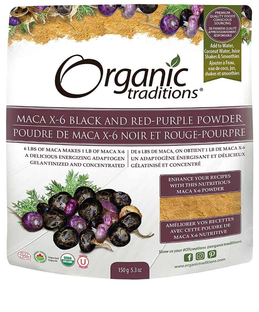 Organic Traditions Raw Maca Powder is a nutrient-dense superfood and adaptogen that helps with stress and hormone balance. It also enhances athletic performance, digestions and mood.