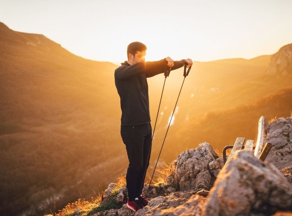 Resistance bands function like a simple joint extensor device stretching your body muscles within a repetitive motion