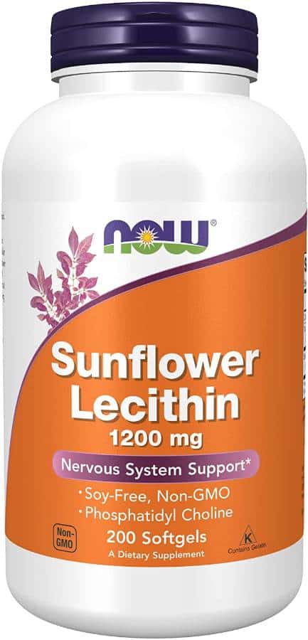 NOW Supplements Sunflower Lecithin 1200 mg with Phosphatidyl Choline