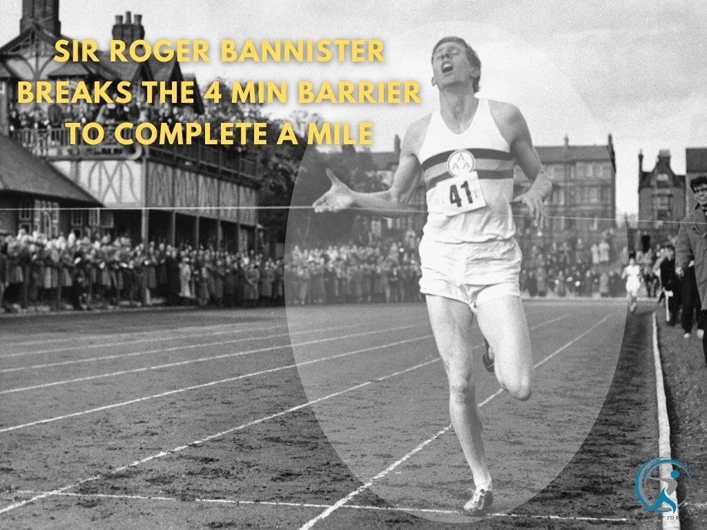In 1954 Roger Bannister, at age 25, became the first person to break through this barrier and complete a mile in less than four minutes