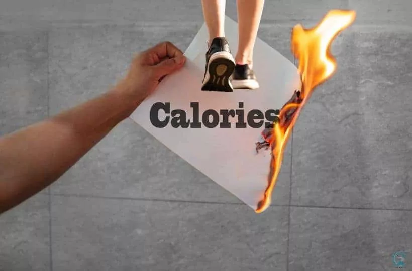 Person walking above a burning calories sign, representing walking for weight loss