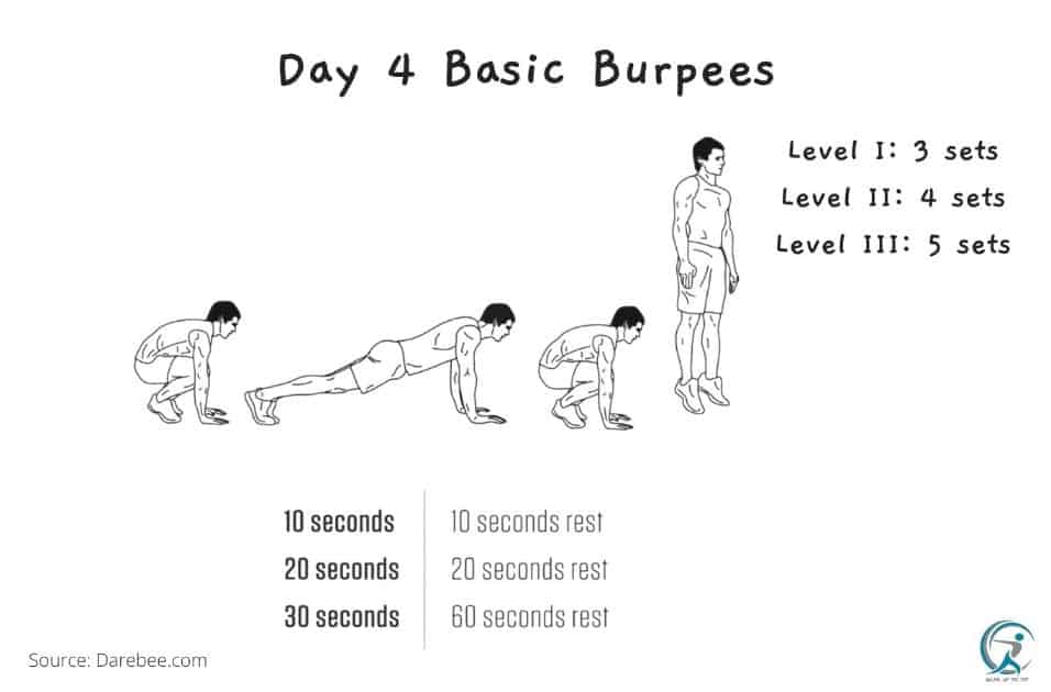 Day 4 Basic Burpees of the 7day HIIT workout for beginners