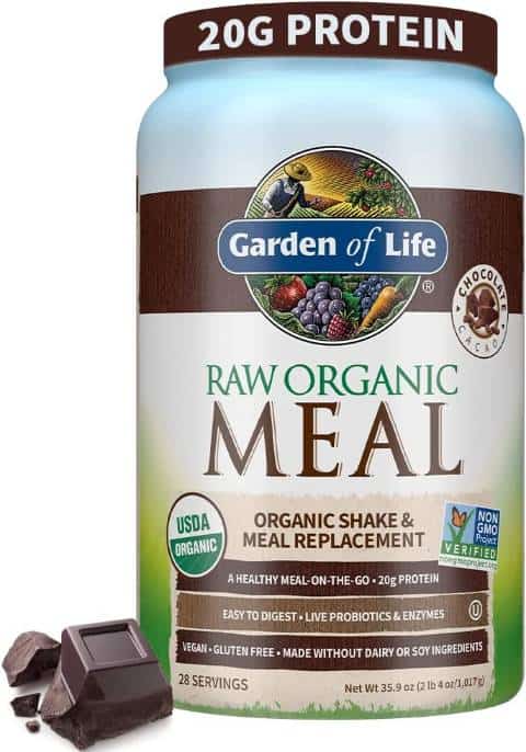 Garden of Life Raw Organic Meal Replacement Shakes - Chocolate Plant Based Vegan Protein Powder