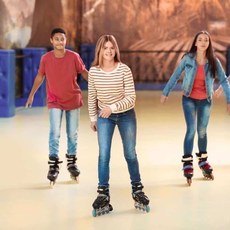 Practice balance when roller skating.