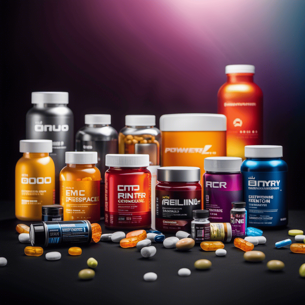 An image showcasing a vibrant assortment of performance-enhancing supplements for long-distance runners