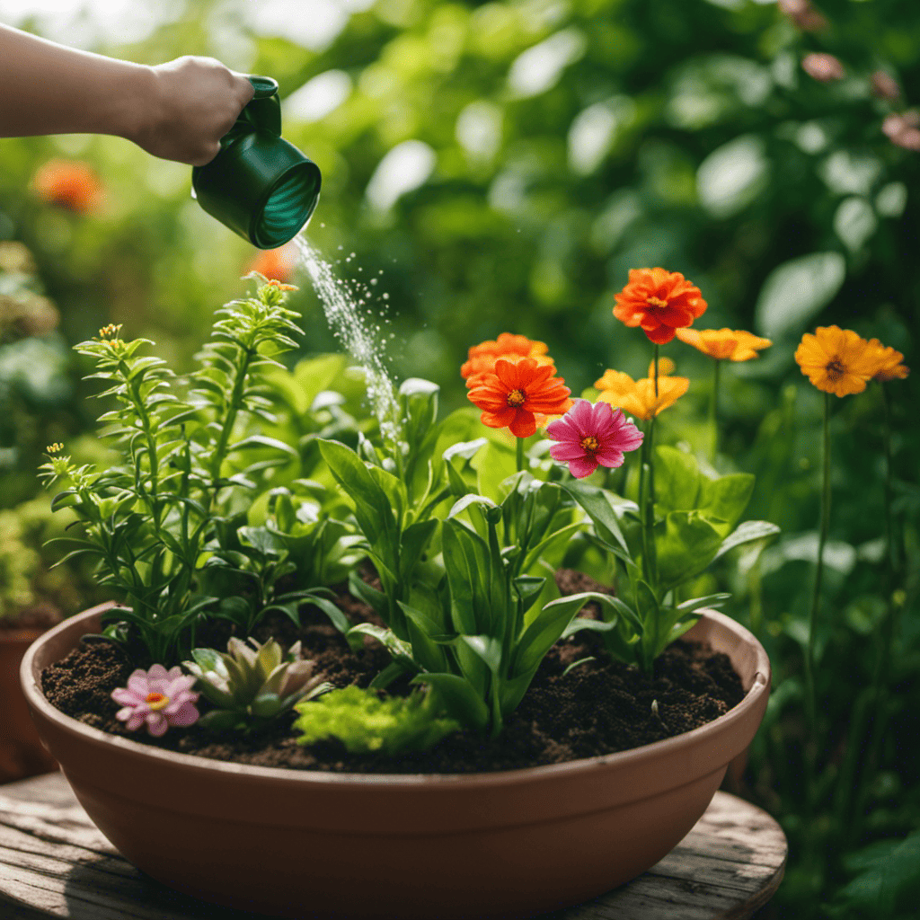 An image of a lush green garden, with a person watering and nurturing plants, symbolizing a growth mindset
