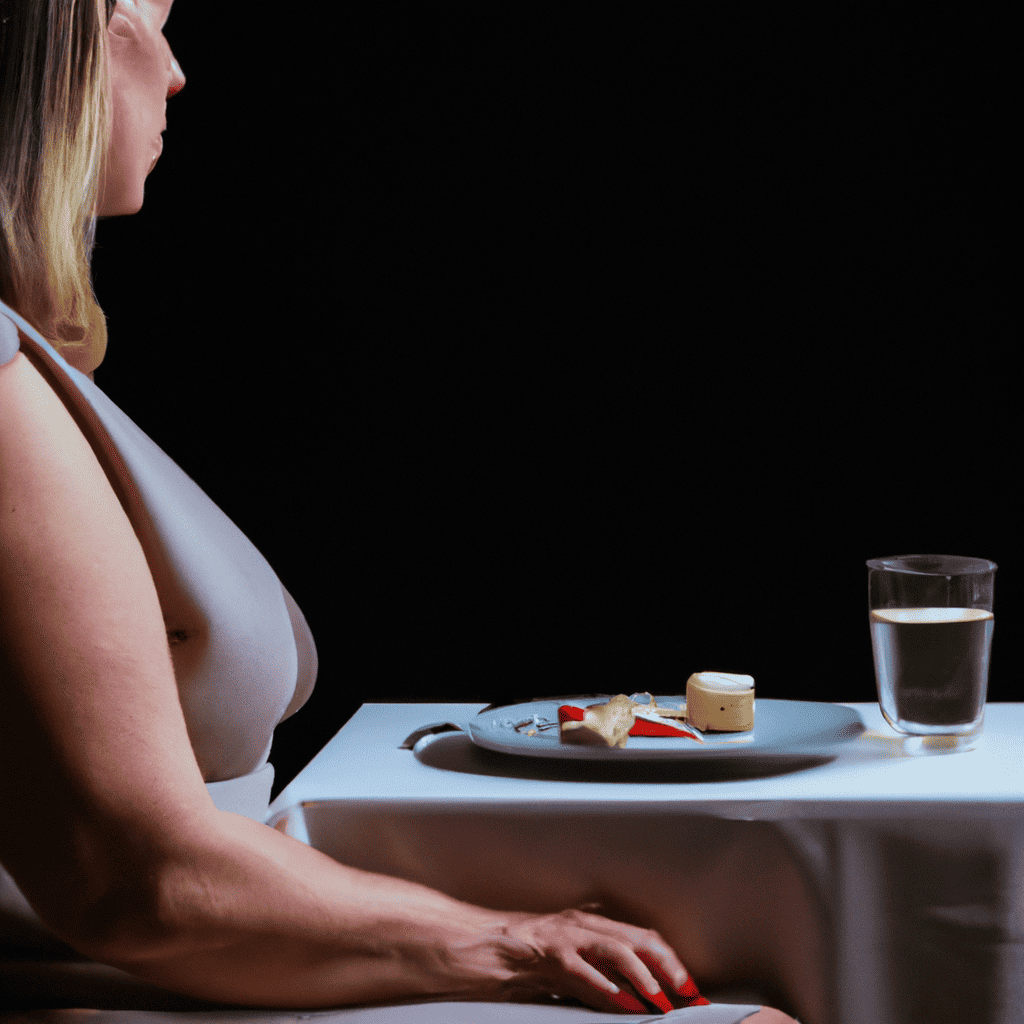 An image of a person sitting at a table, fully engaged in the act of eating, savoring each bite mindfully