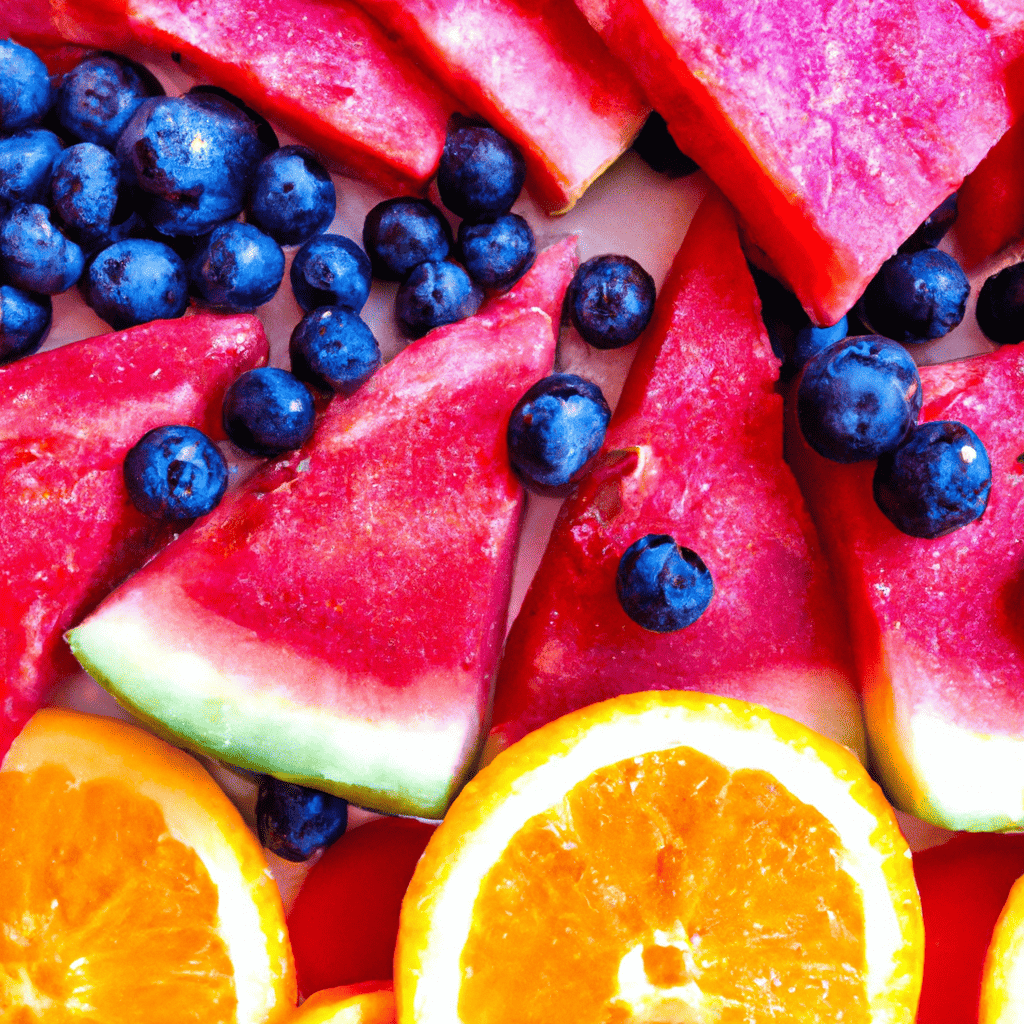 An image that showcases the vibrant colors and variety of energizing fruits and berries