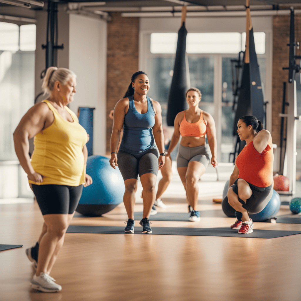 An image illustrating the limitations of BMI and body fat percentage, showing a diverse group of individuals of varying body shapes and sizes engaged in different types of physical activities, emphasizing the importance of a holistic approach to fitness