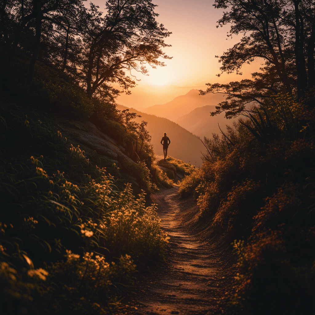 An image of a winding mountain trail leading to a radiant sunrise, symbolizing the journey towards unlocking your full fitness potential