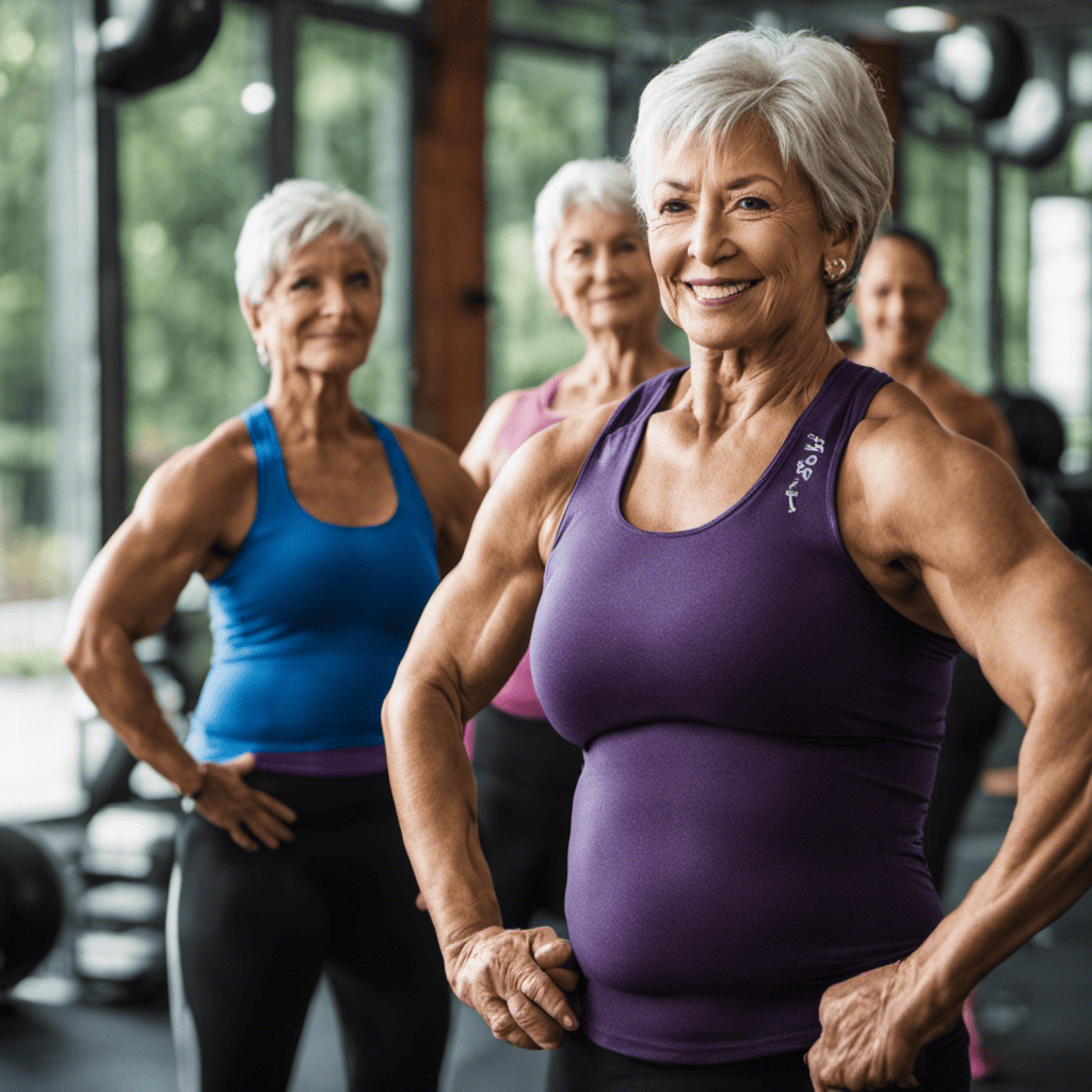 An image showcasing a vibrant, diverse group of women over 50 engaged in various strength training exercises, exuding confidence and determination, inspiring others to embark on their own fitness journey