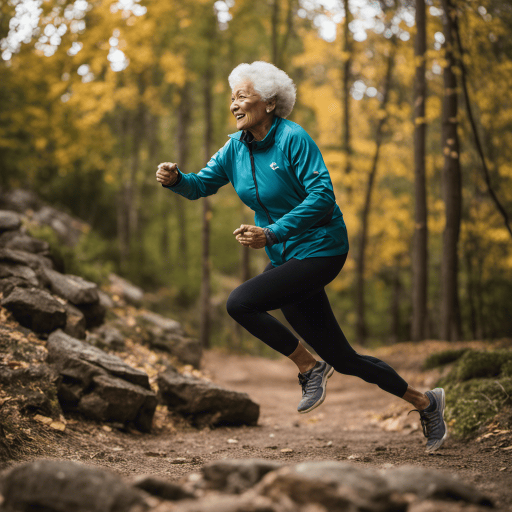 An image of an older adult confidently navigating uneven terrain, showcasing improved balance and flexibility through mobility training