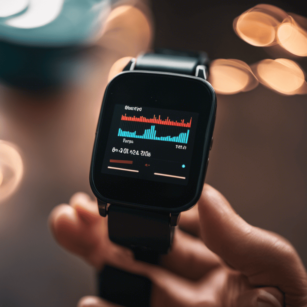 An image showcasing a fitness tracker device, displaying a clear and accurate heart rate reading during a workout, while a smartphone syncs wirelessly in the background, capturing data for precise fitness progress tracking