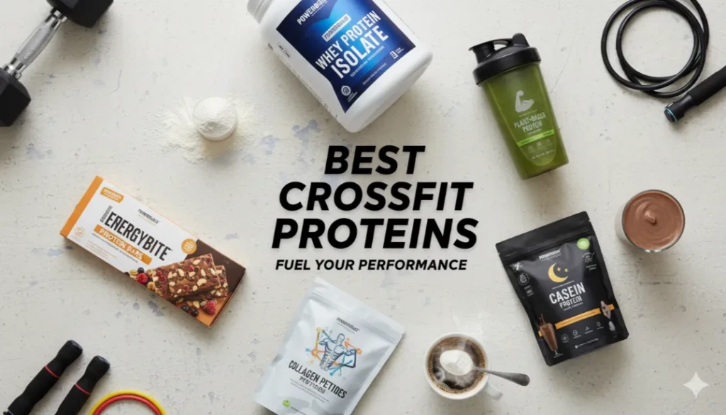 Best protein powders for CrossFit athletes, featuring top-rated whey and plant-based options for optimal recovery and...