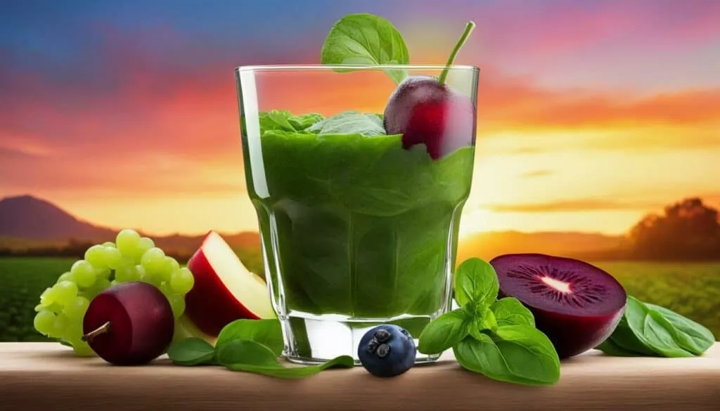 Green smoothie with fruit and leafy greens for a gentle post-fast meal option