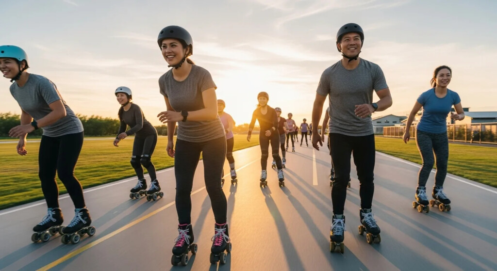 Skater in action on ice, illustrating does skating help you lose weight concept.