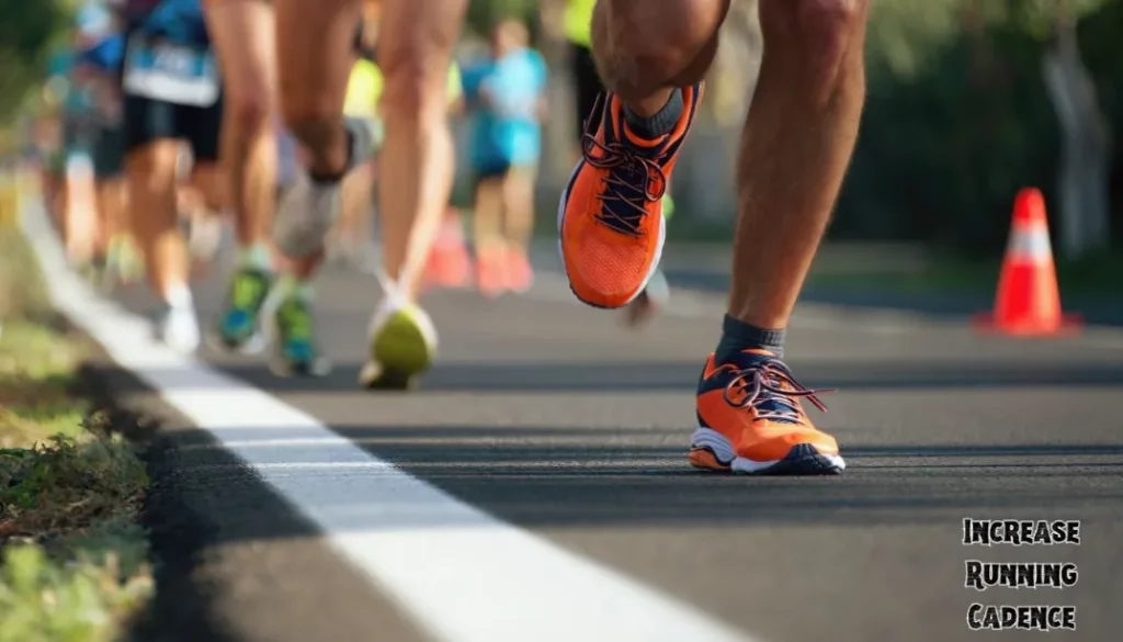 Close-up of runners' lower legs and feet during a race