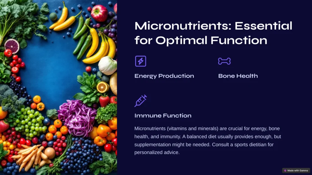 Infographic listing 7 essential micronutrients and their roles in maintaining optimal bodily function and overall health.