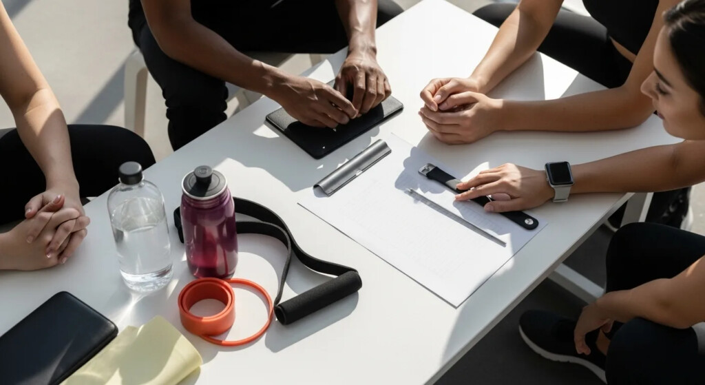 Fitness goals concept with a determined woman running towards her target, symbolizing success and motivation.