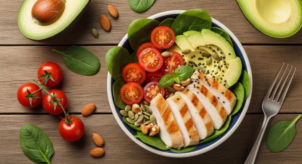 The Health Benefits Of The Paleo Diet - Featured Image 1 Paleo diet benefits infographic highlighting weight loss and improved health on a stone-age inspired background.