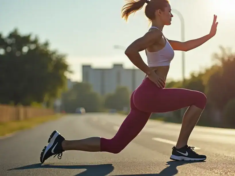 Female athlete demonstrating cool-down stretches for runners