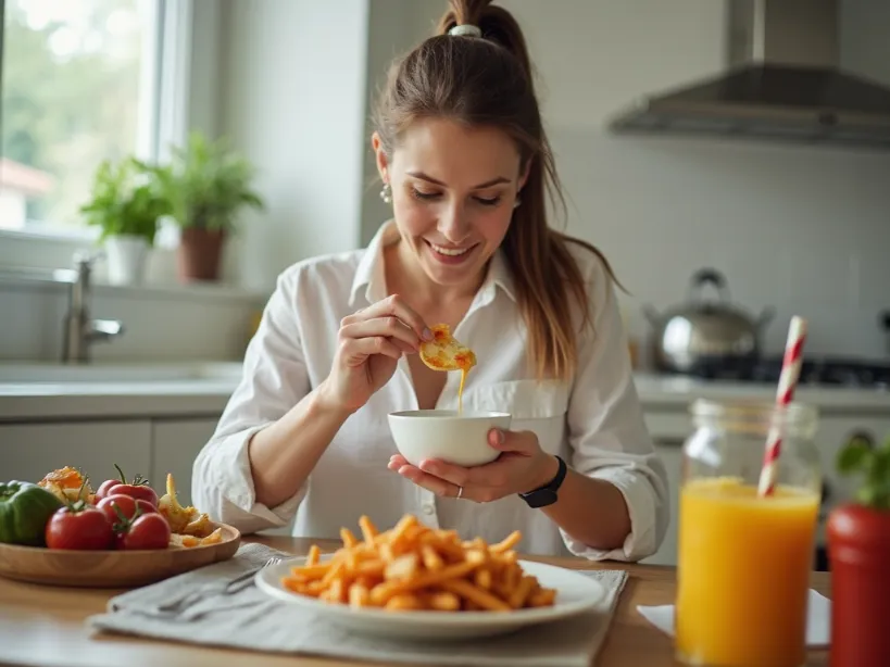 Woman holding a bowl of food, representing a weight loss journey affected by low calorie intake.
