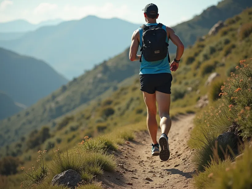 Runner ascending a mountain, showcasing the advantages of hill training for performance.