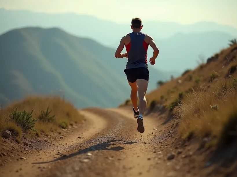 Silhouette of a runner on a hilltop, symbolizing strength and endurance through hill training.