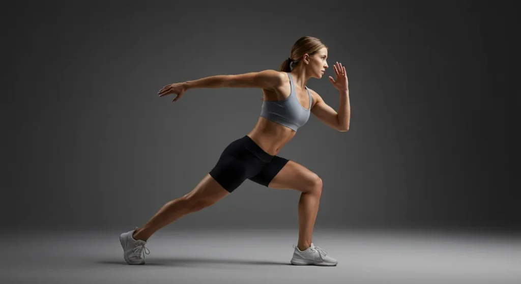 Woman running. Fitness training for stamina, speed. Low Intensity Interval Training (LIIT).