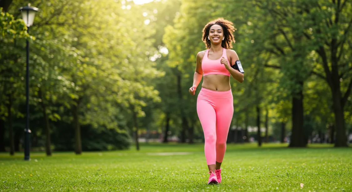 Woman jogging in park. Healthy lifestyle.