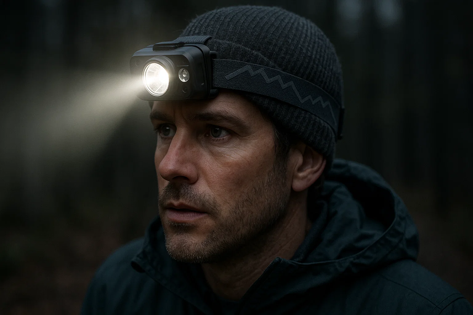 Runner wearing headlamp in low light conditions. Best running headlamps.