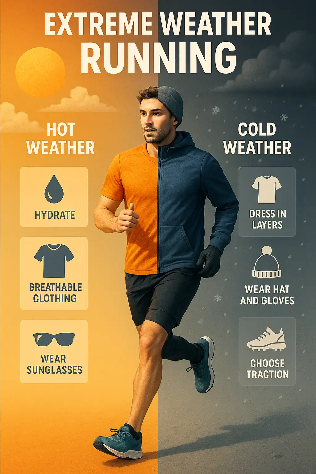 Extreme weather running guide: hot and cold weather tips for running safely.