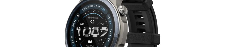 The image features Amazfit Balance 2 with a black band and a round, silver-rimmed face. The watch face displays various...