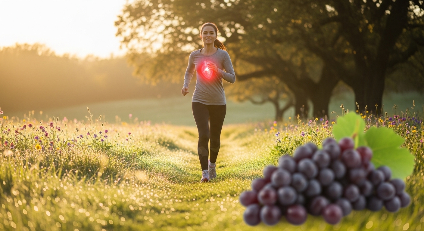 Resveratrol supplement and athletic performance enhancement concept.