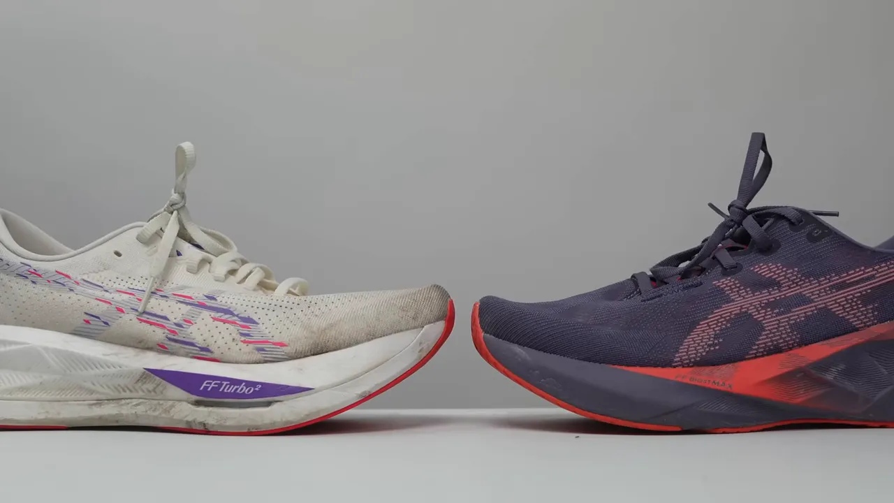 Running shot showing a mid-stride of the Sonicblast on pavement