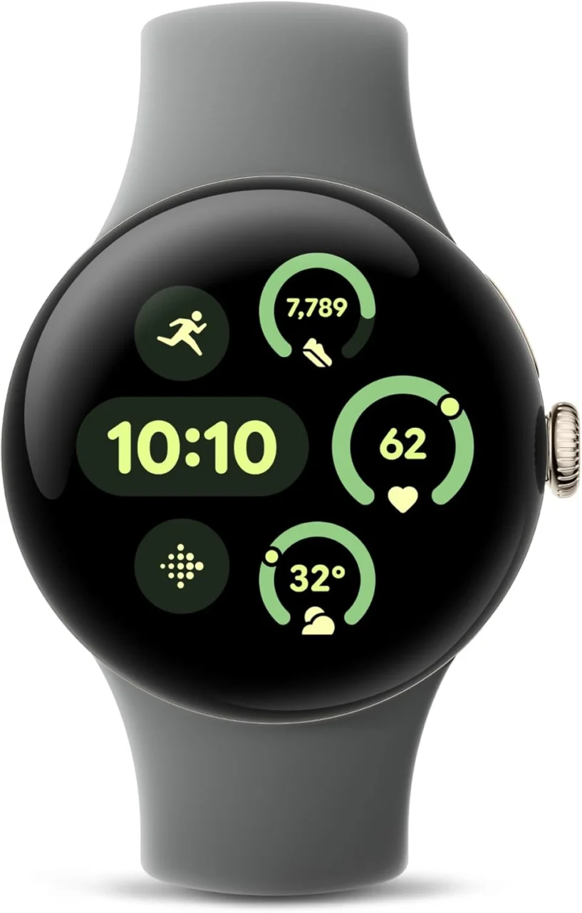 Google Pixel Watch style smartwatch for seniors with Emergency SOS, Safety Check, Fitbit wellness tracking and fall detection