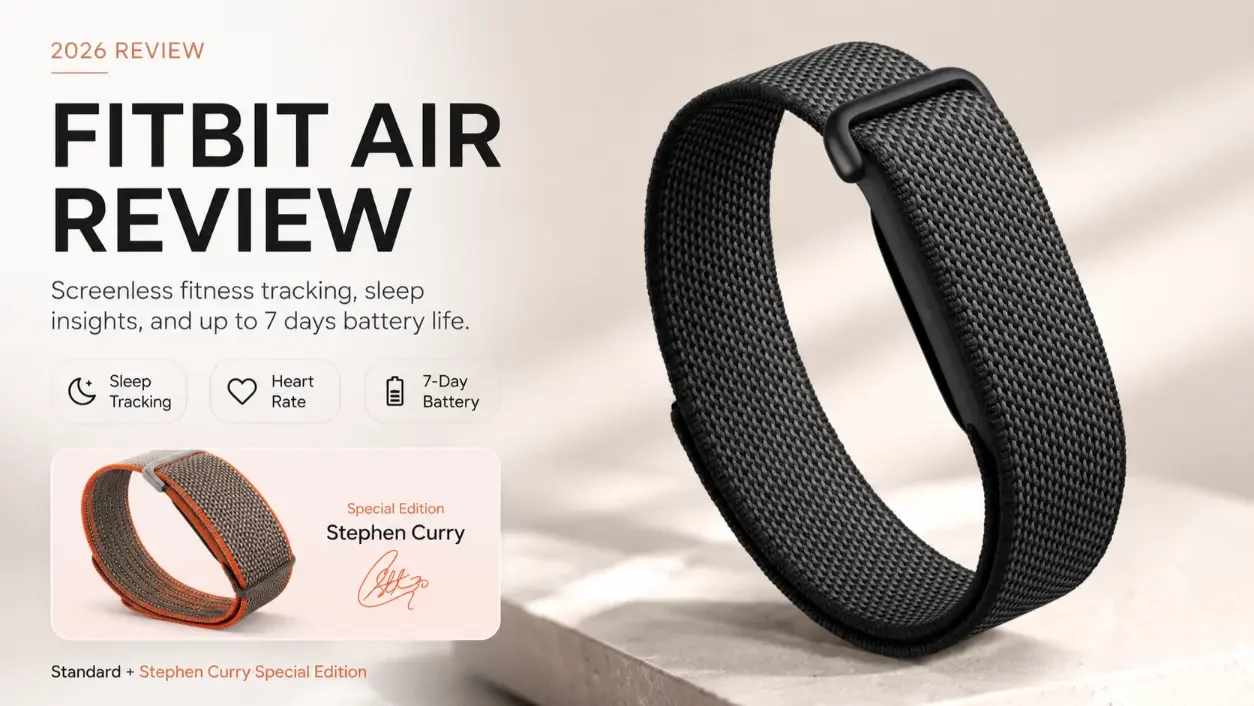 Google Fitbit Air screenless activity tracker for sleep tracking, heart rate monitoring, fitness tracking, and Google Health coaching