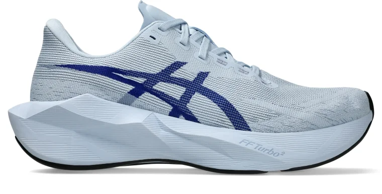 ASICS Novablast 6 running shoe side view showing the midsole shape and upper