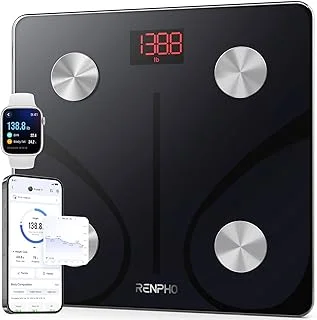 RENPHO Smart Scale for Body Weight, Tempered Glass Bathroom Digital Scale with BMI, Body Fat, Bluetooth Fitness Equipment Sync with Apps Accurate for Weight Loss, Home Use, 400 lbs – Elis 1 | Bathroom Digital Bluetooth Scale with 400lbs Capacity, Syncs with Fitness Apps, Accurate for Weight Loss, Fitness, Home Use